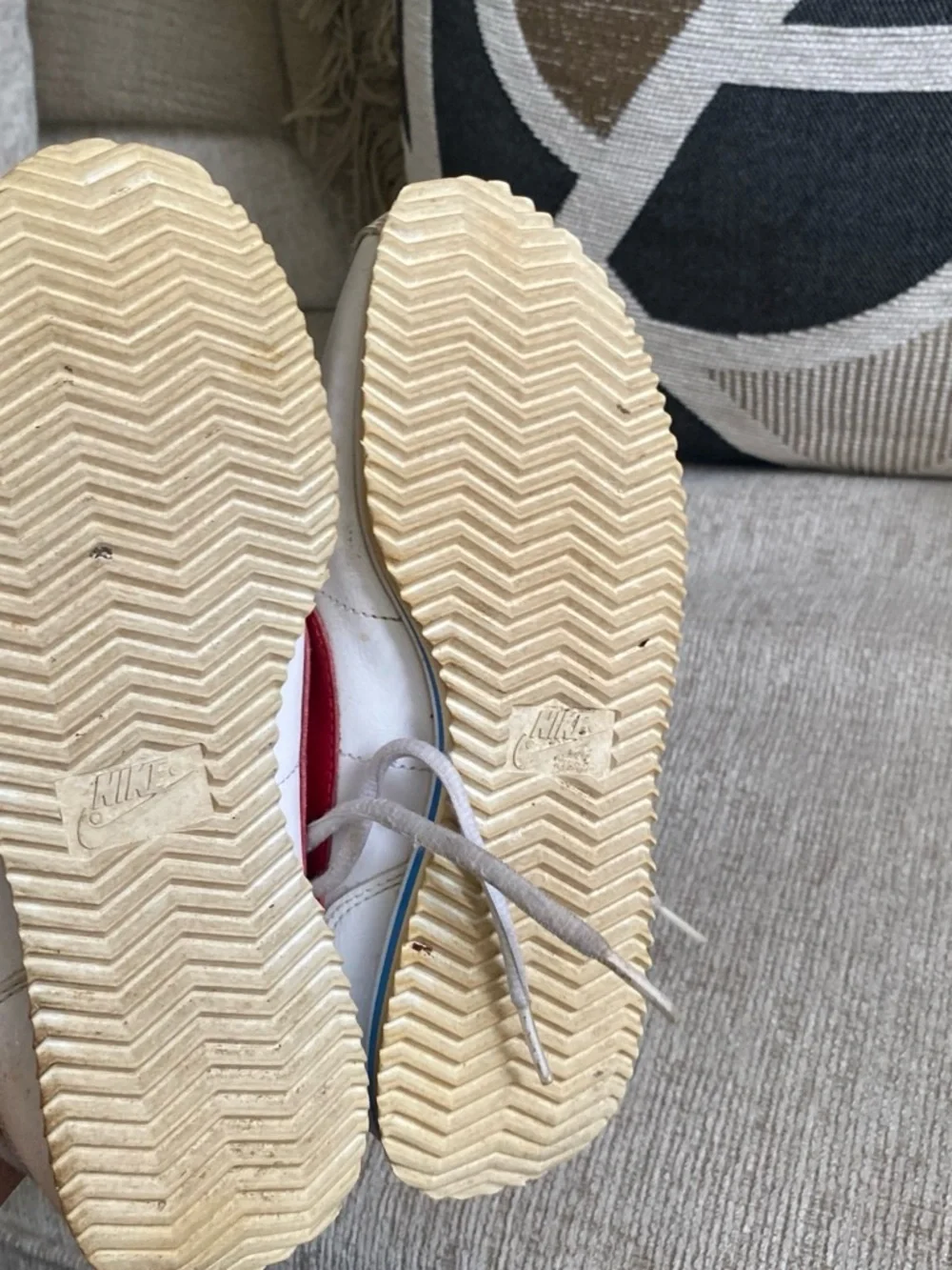 Nike Kids White Leather Sneakers with Red Swoosh